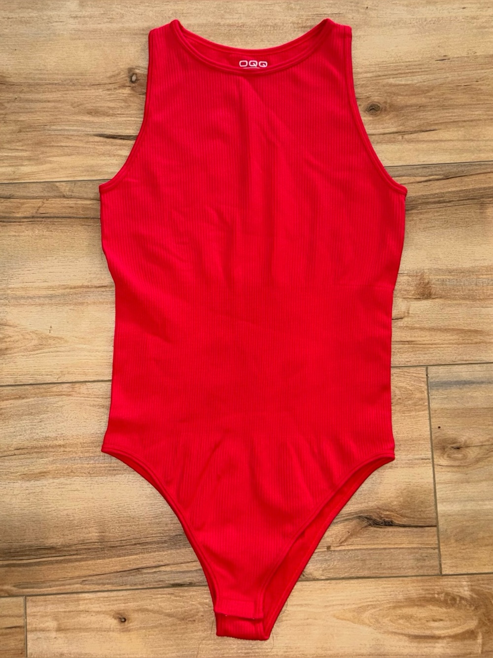 Red Ribbed Sleeveless Tank High-Neck Bodysuit New Women’s Medium Slimming Waist